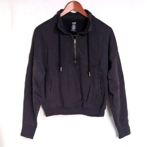 Avia Black Collared Half Zip Sweatshirt Size Medium